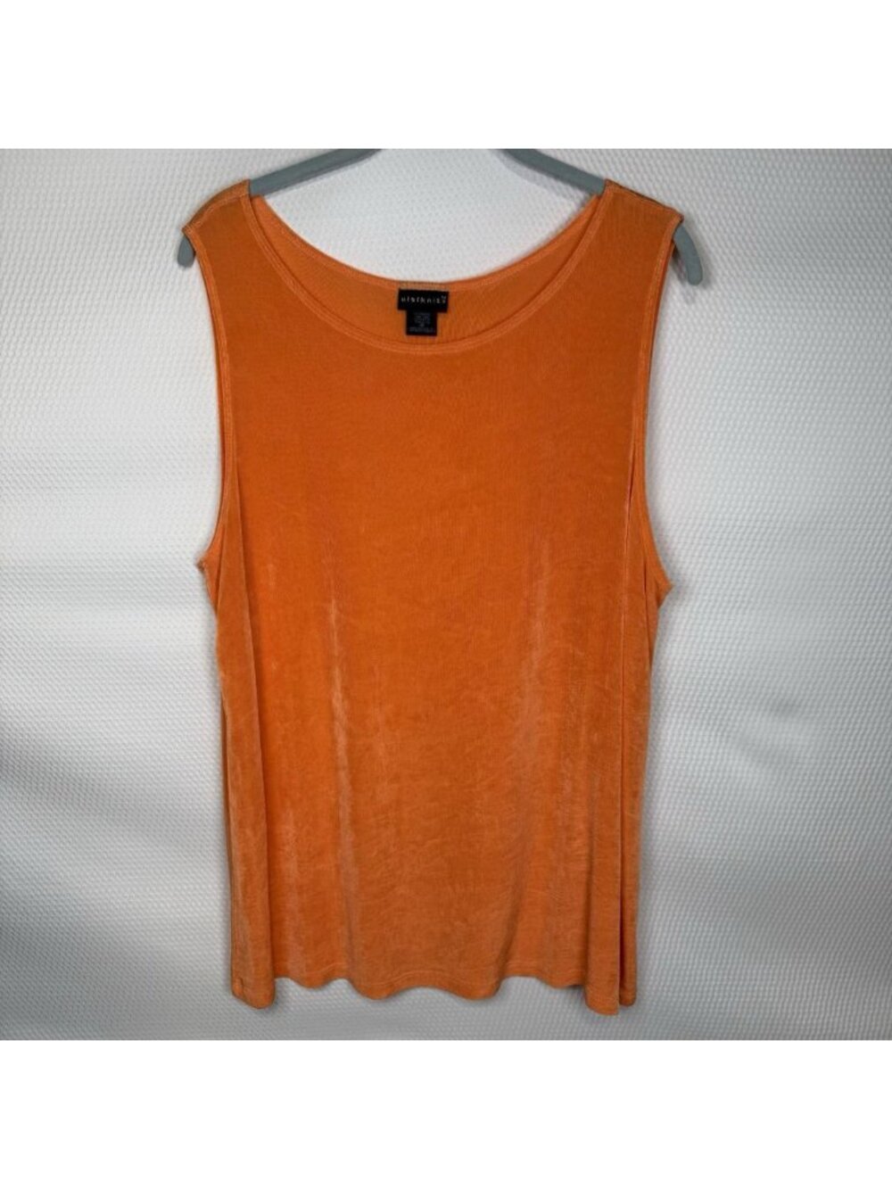 Citiknits Tank Top Size 1X Slinky Knit Orange Stretch Travel USA Made Y2K